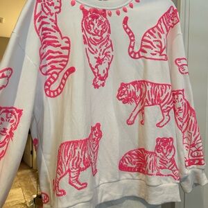 Queen of Sparkles Pink Tiger Print Sweatshirt
